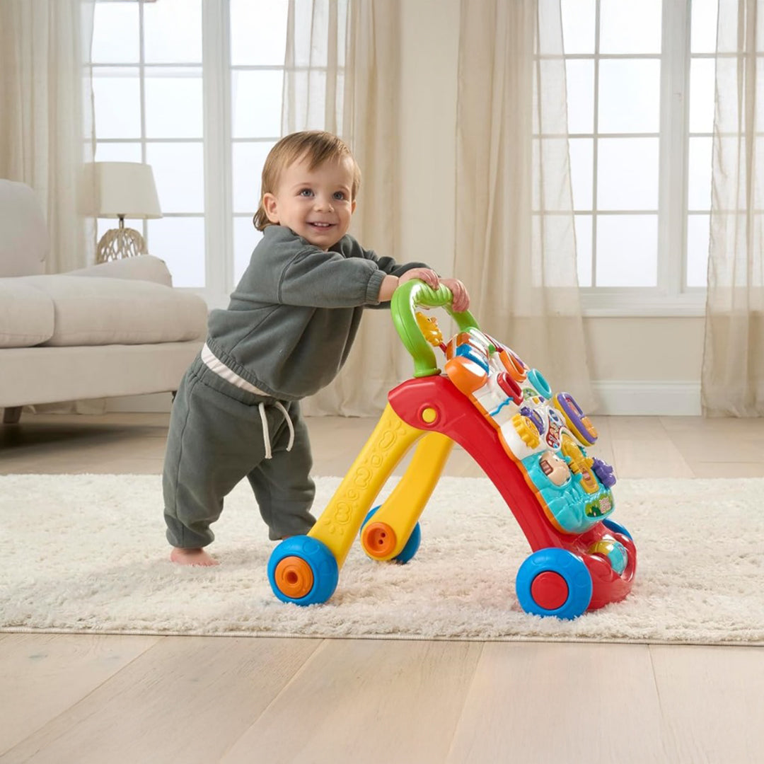 Baby Pushing VTech Baby Walker for First Steps