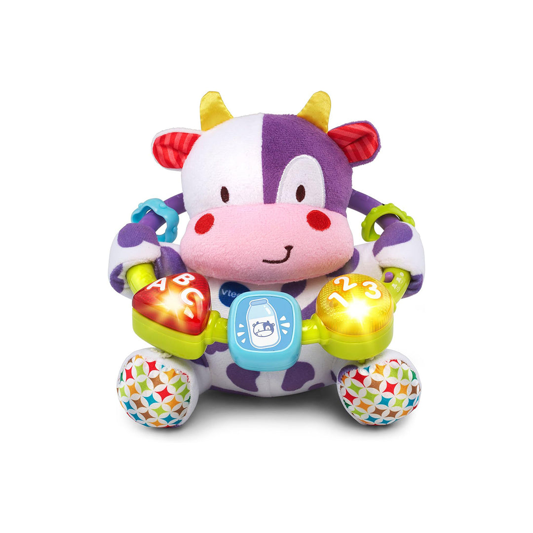 VTech Lil' Critters Musical Beads Purple – Educational Plush Cow Soft Toy for Newborns & Babies | Teaches Shapes, Colors, Numbers, Letters & Sensory Skills