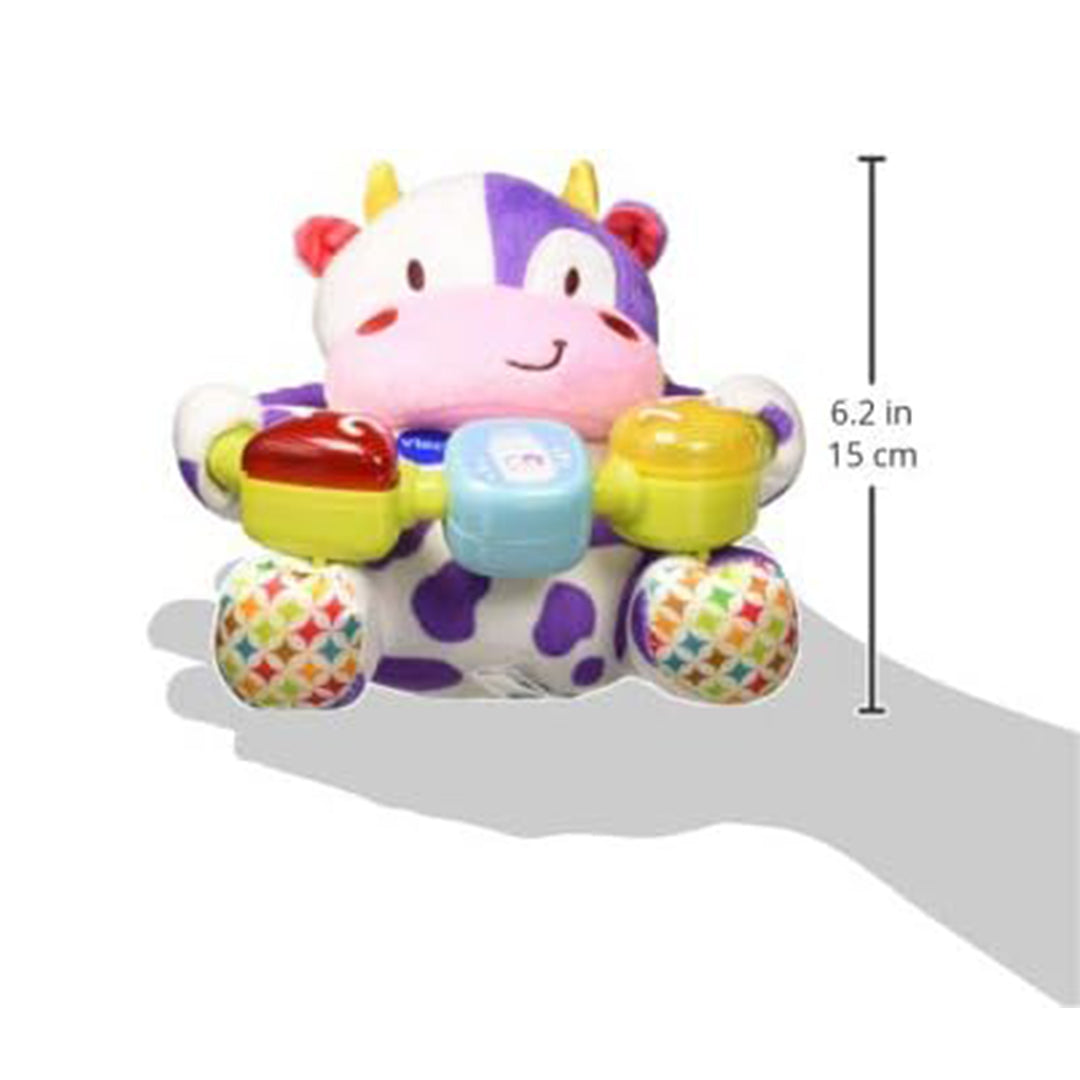 VTech Lil' Critters Musical Beads Purple – Educational Plush Cow Soft Toy for Newborns & Babies | Teaches Shapes, Colors, Numbers, Letters & Sensory Skills