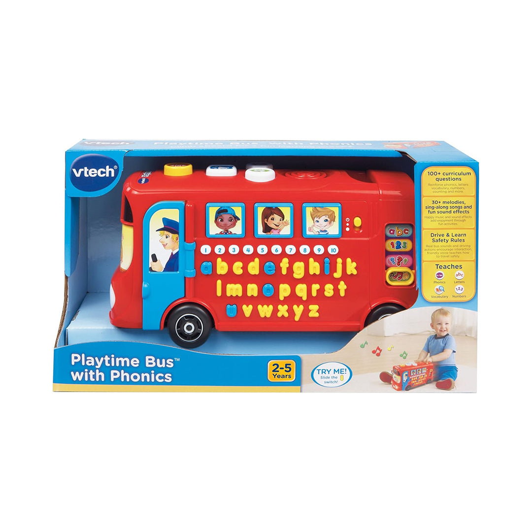VTech Playtime Bus with Phonics – Interactive Educational Toy for Kids | Learn Letters, Alphabet & Numbers with 100+ Questions