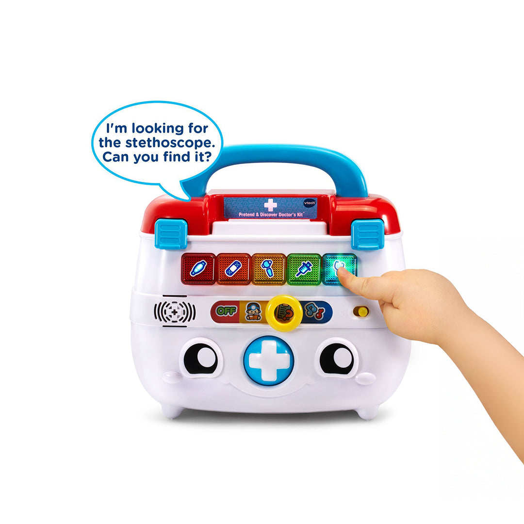 Child Playing with Stethoscope from VTech Doctor Set
