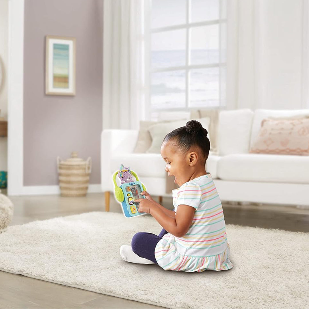Toddler Playing with VTech Musical Puppy for Early Learning