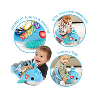 VTech Snuggly Sounds Whale | Baby Sensory Toy with Lights | Eco-Friendly Educational Plush Whale | Teaches Numbers & Ocean Animals
