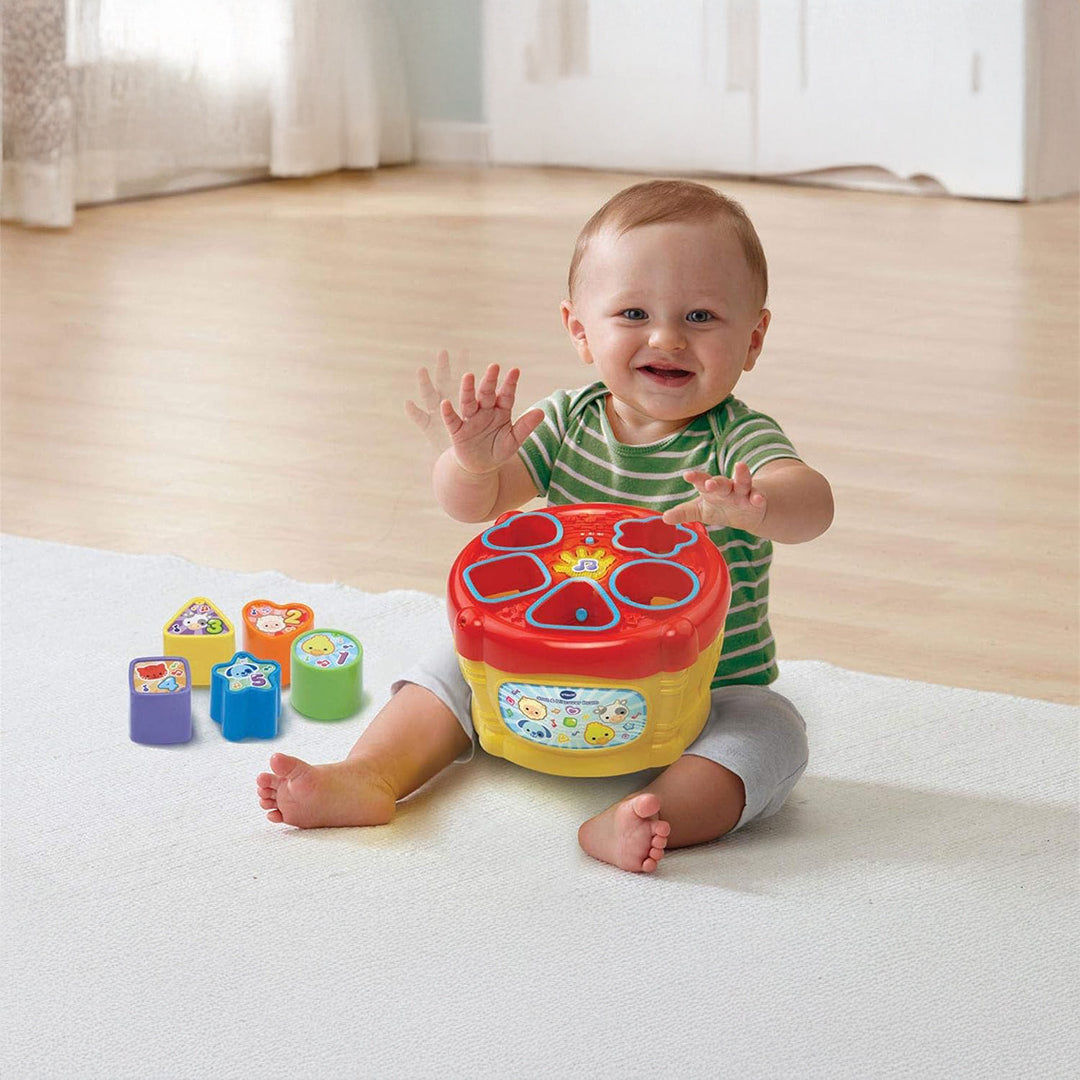 VTech Sort & Discover Drum - Educational Baby Shape Sorter - Toyspry
