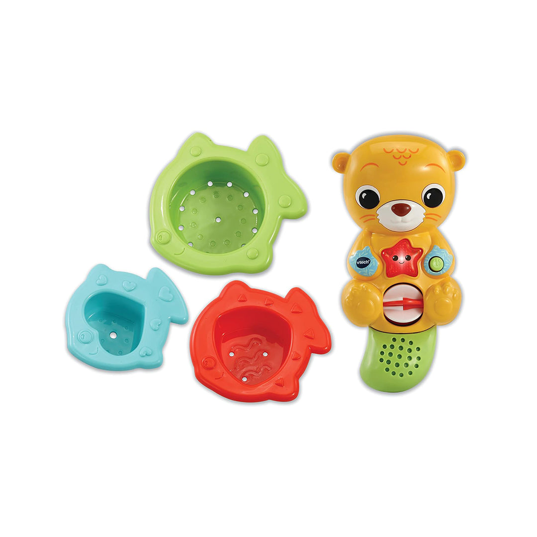 VTech Splashing Fun Otter Bathtub Toy | Interactive Educational Bath Toy with Light-Up Starfish & Fish Pourers | Learn Cause & Effect