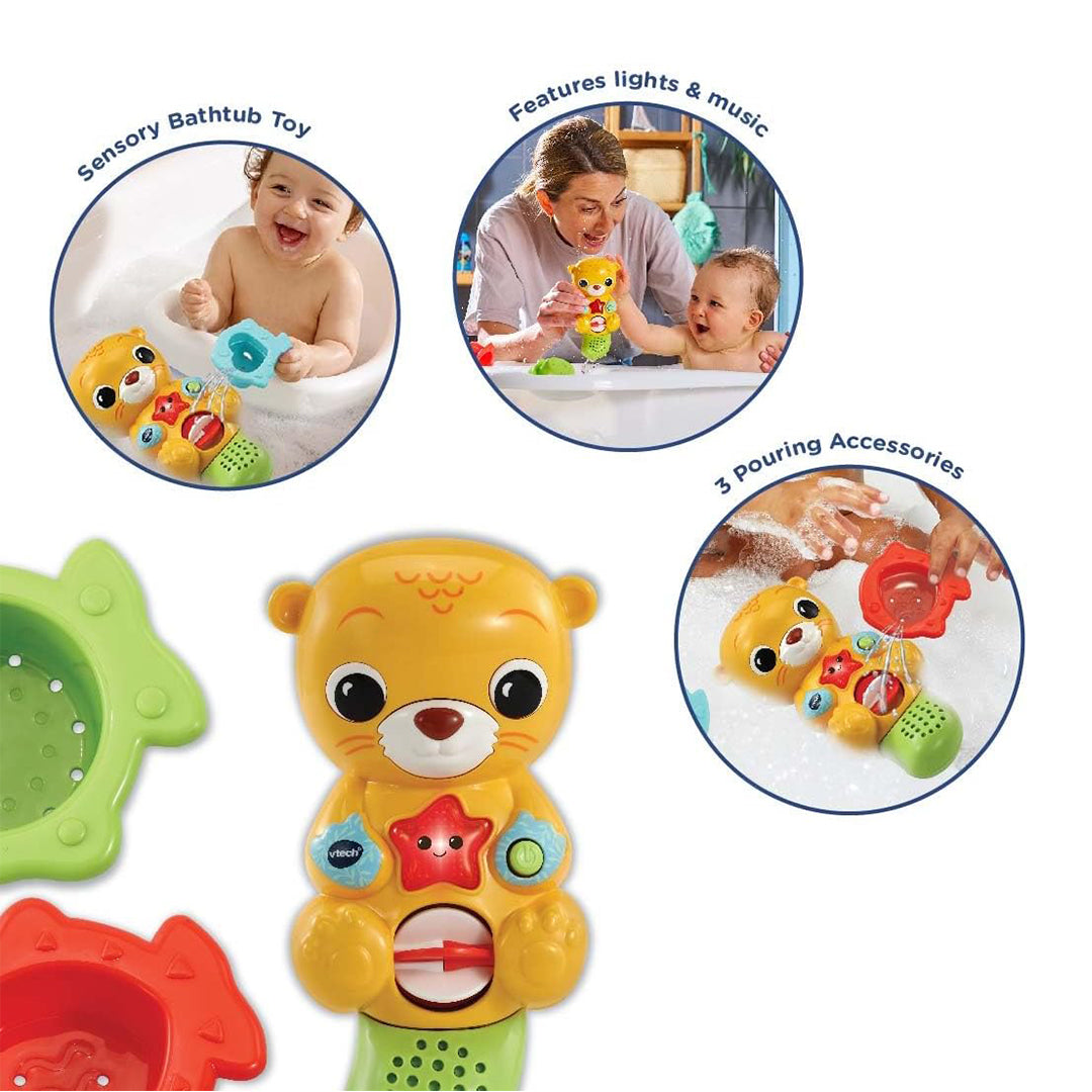 VTech Splashing Fun Otter Bathtub Toy | Interactive Educational Bath Toy with Light-Up Starfish & Fish Pourers | Learn Cause & Effect