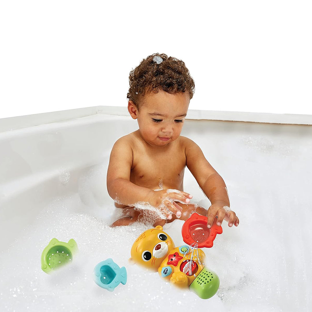 VTech Splashing Fun Otter Bathtub Toy | Interactive Educational Bath Toy with Light-Up Starfish & Fish Pourers | Learn Cause & Effect