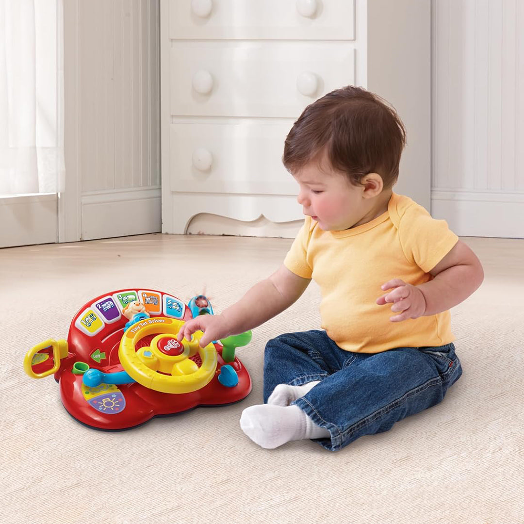 VTech Tiny Tot Driver Toy with Sound | Interactive Pretend Driving Educational Toy for Toddlers | Learn Numbers, Animals, Vehicles & Motor Skills