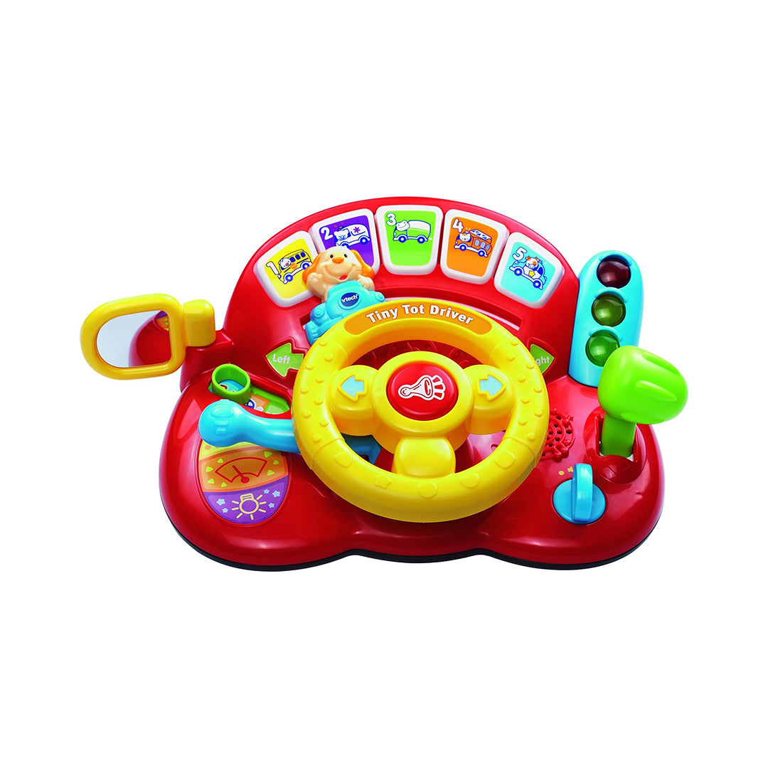 VTech Tiny Tot Driver Toy with Sound | Interactive Pretend Driving Educational Toy for Toddlers | Learn Numbers, Animals, Vehicles & Motor Skills