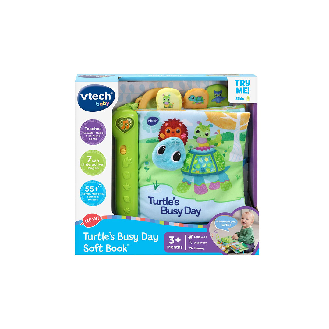 VTech Turtle's Busy Day Soft Book | Interactive Sensory Toy for Babies