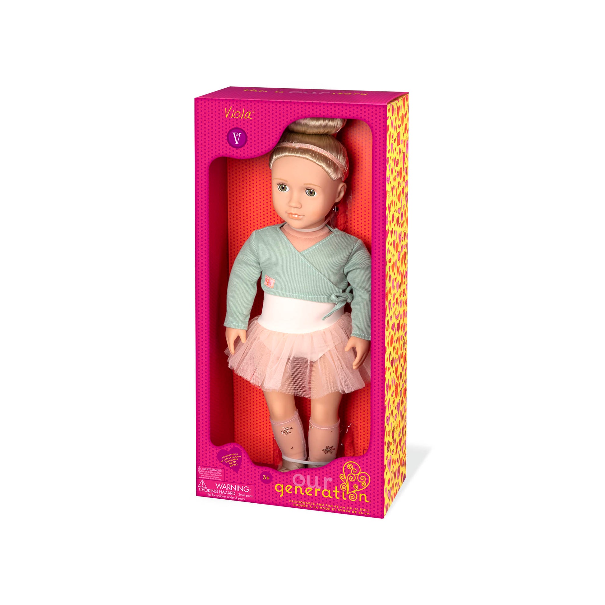 Our Generation Viola Ballet Doll - 18-inch Doll with Green Shrug and Ballet Outfit