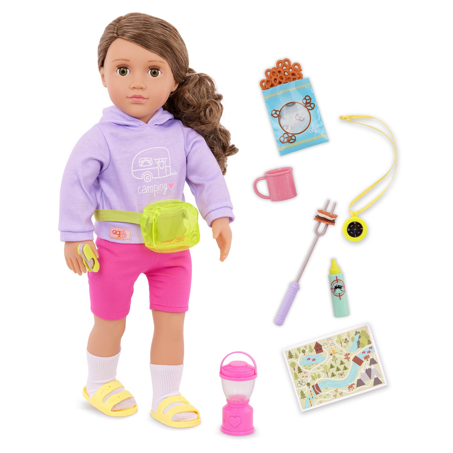 Close-up of the Vivian Camping Doll's outfit and accessories