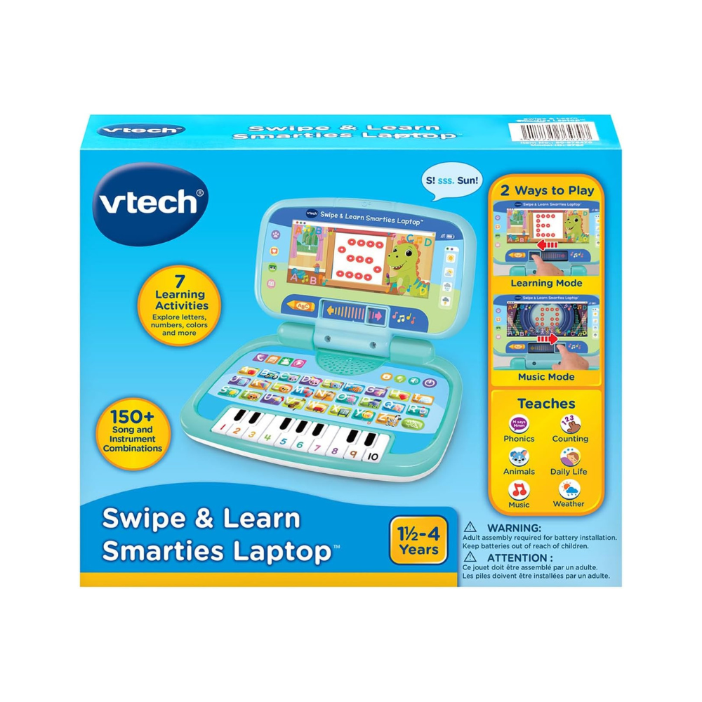 VTech Swipe and Learn Smarties Laptop, Blue