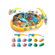 Water Table with Slide and Magnetic Fishing Game - Kids Sand and Water Play Table with Toys