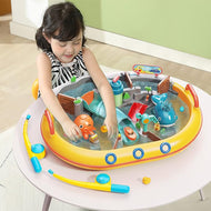 Water Table with Slide and Magnetic Fishing Game - Kids Sand and Water Play Table with Toys