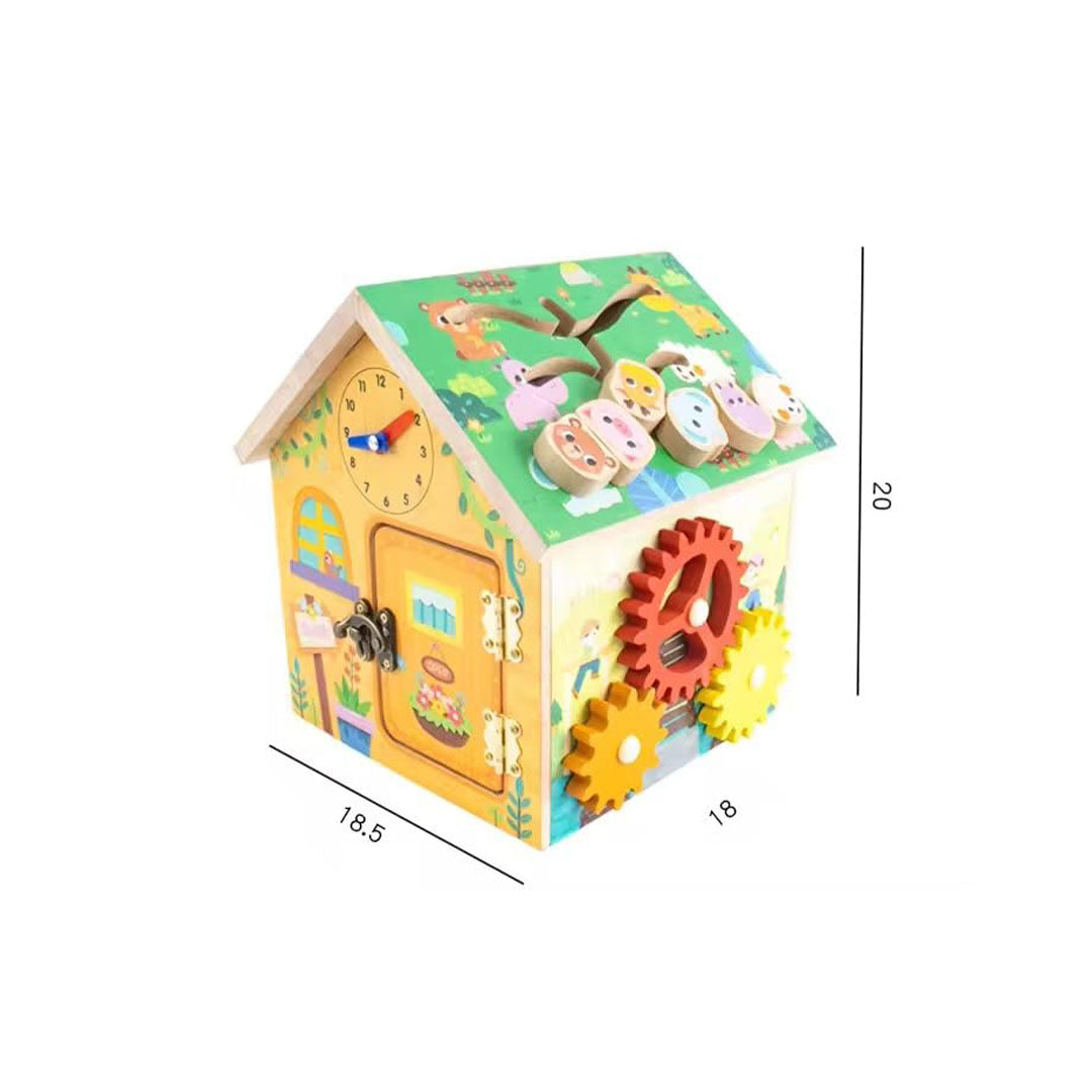 Wooden Activity Center Sensory Learning Toy House with Xylophone