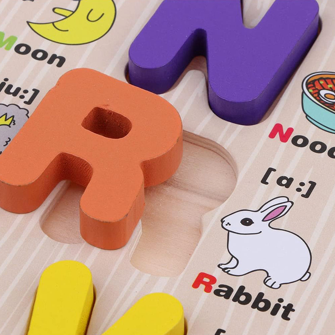 Educational Wooden Alphabet Puzzle for Toddlers & Preschoolers - Toyspry