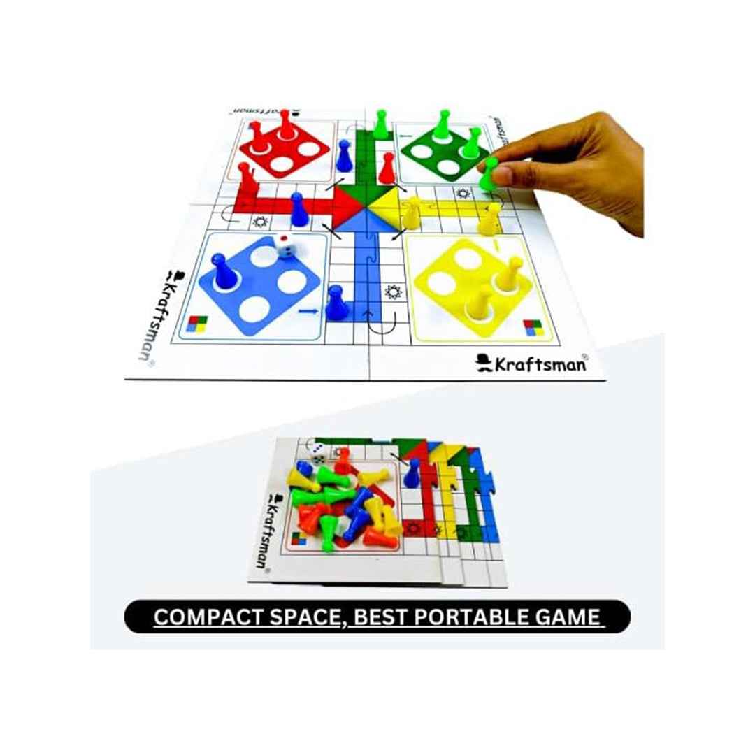 Kraftsman Wooden Ludo Board Game | Portable Travel Game - Toyspry