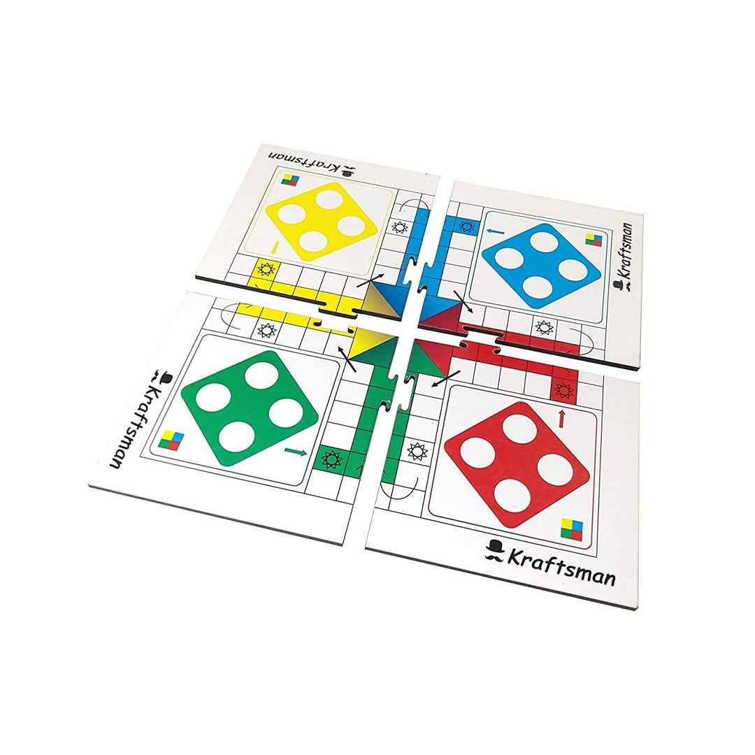 Kraftsman Wooden Ludo Board Game | Portable Travel Game - Toyspry