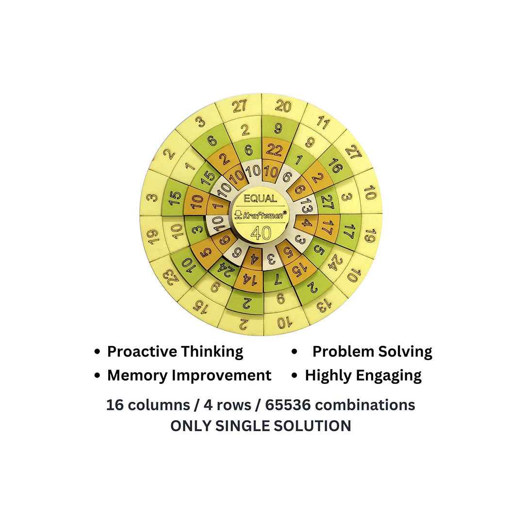Kraftsman Wooden Math Puzzle Magic Equal-40 | Engaging Brain Teaser Game