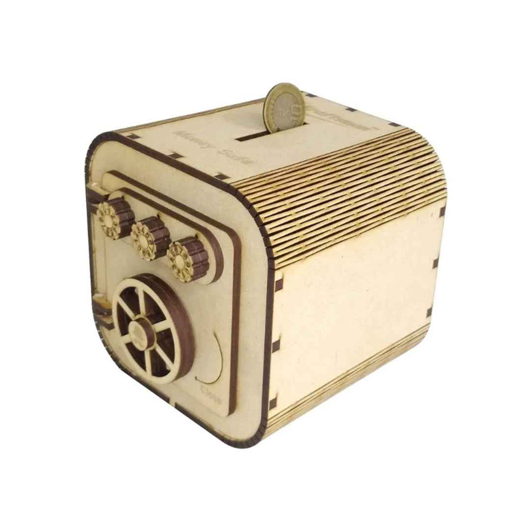 Kraftsman Secure Coin Chest - Wooden Money Bank with Password Lock - Toyspry