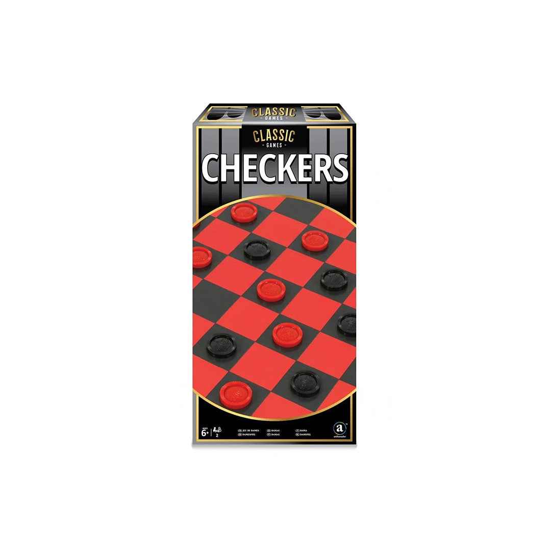 Ambassador Classic Games - Checkers Set | Wooden Strategy Board Game - Toyspry