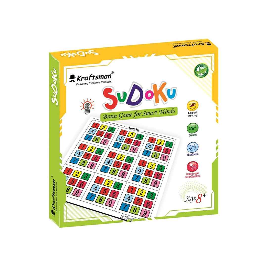 Kraftsman Wooden Sudoku Puzzle Board Game | Classic Brain Teaser - Toyspry