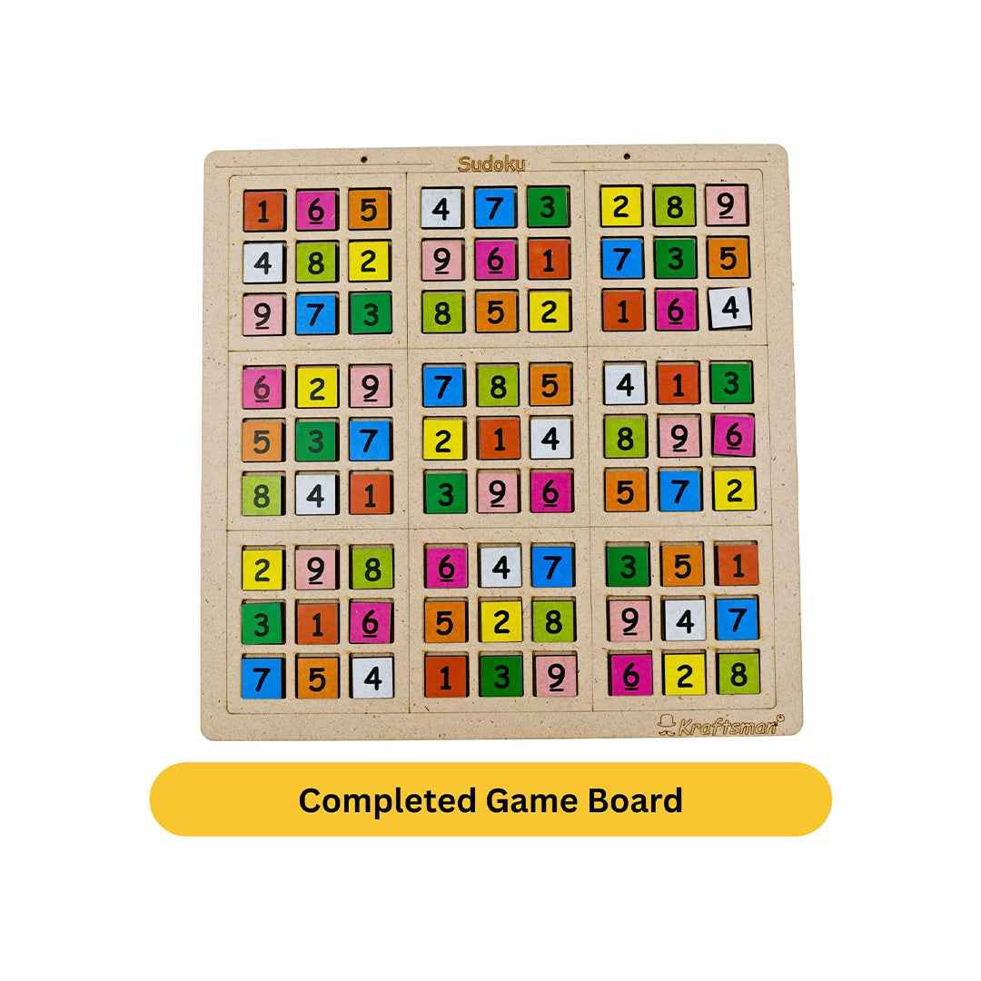 Kraftsman Wooden Sudoku Puzzle Board Game | Classic Brain Teaser - Toyspry