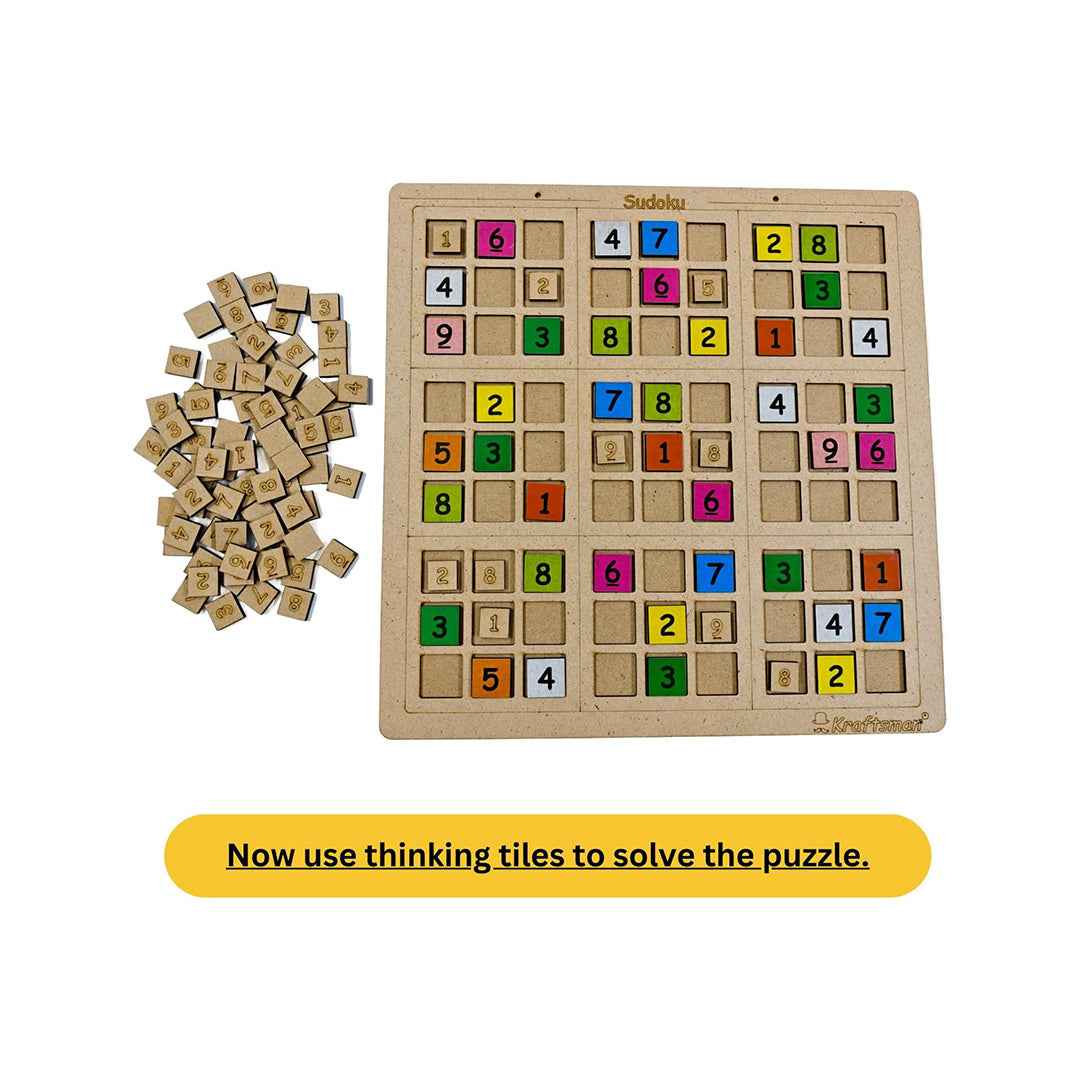 Kraftsman Wooden Sudoku Puzzle Board Game | Classic Brain Teaser - Toyspry