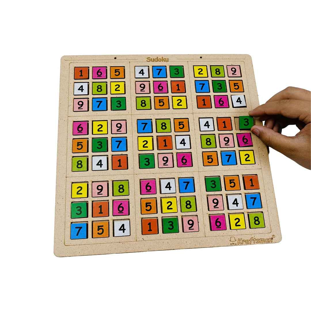 Kraftsman Wooden Sudoku Puzzle Board Game | Classic Brain Teaser - Toyspry