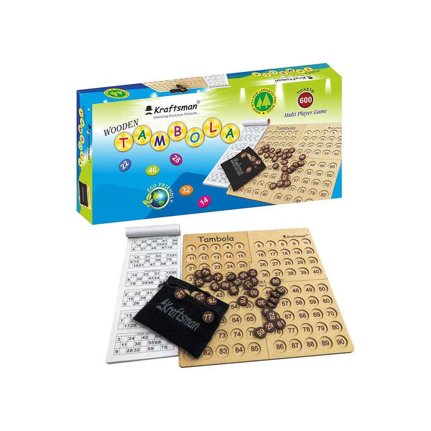 Kraftsman Wooden Tambola Board Game | Portable Family Game