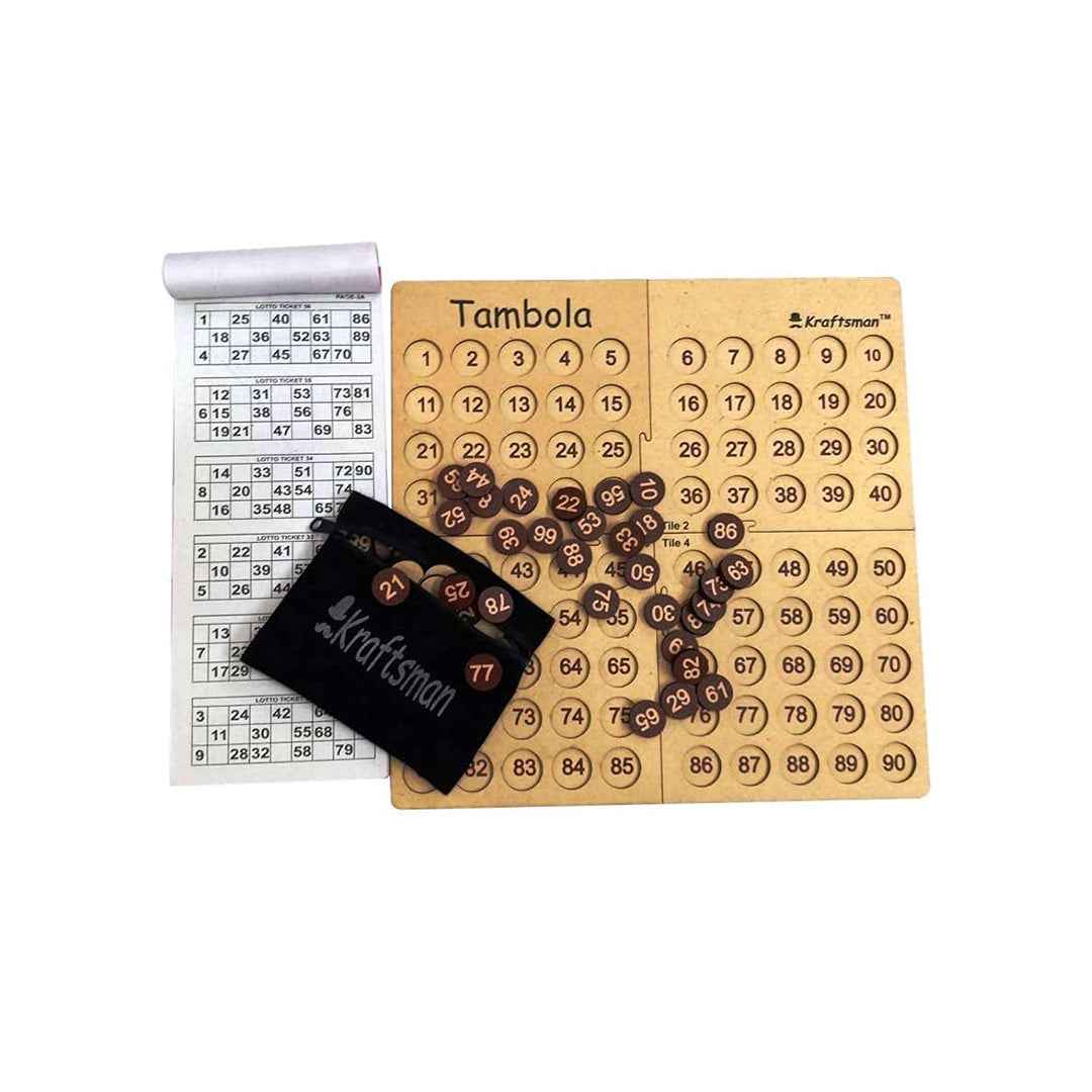 Kraftsman Tambola - Wooden Bingo Board Game - Toyspry