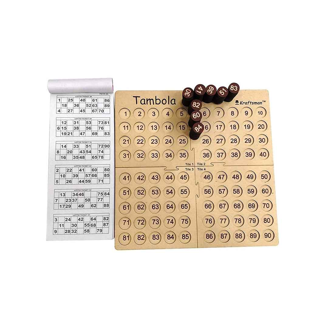Kraftsman Wooden Tambola Board Game | Portable Family Game