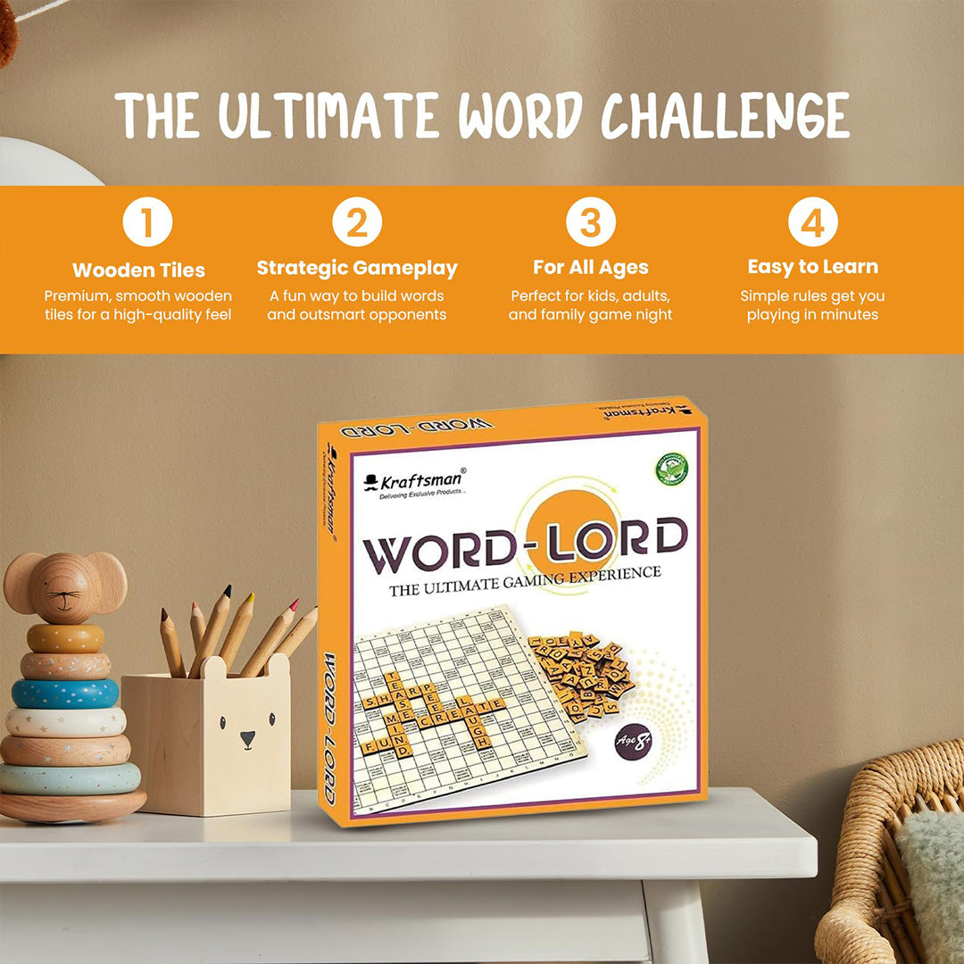 Kraftsman Braintastic Word Lord - Wooden Board Game - Toyspry