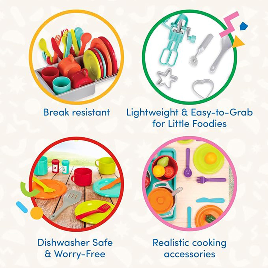 Battat Deluxe Kitchen Playset - 71 Piece Pretend Play Kids Kitchen Set
