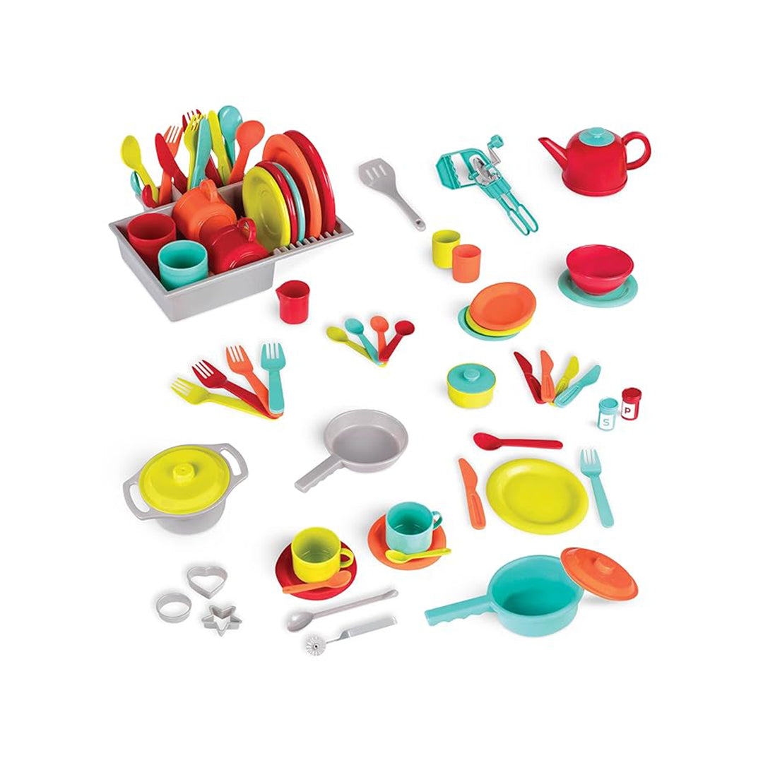Battat Deluxe Kitchen Playset - 71 Piece Pretend Play Kids Kitchen Set