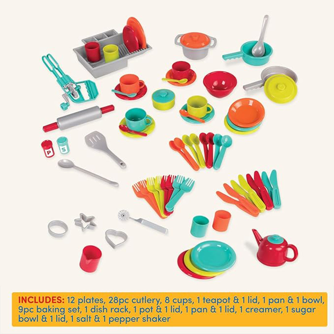 Battat 71-Piece Deluxe Kitchen Playset & Play Food - Toyspry