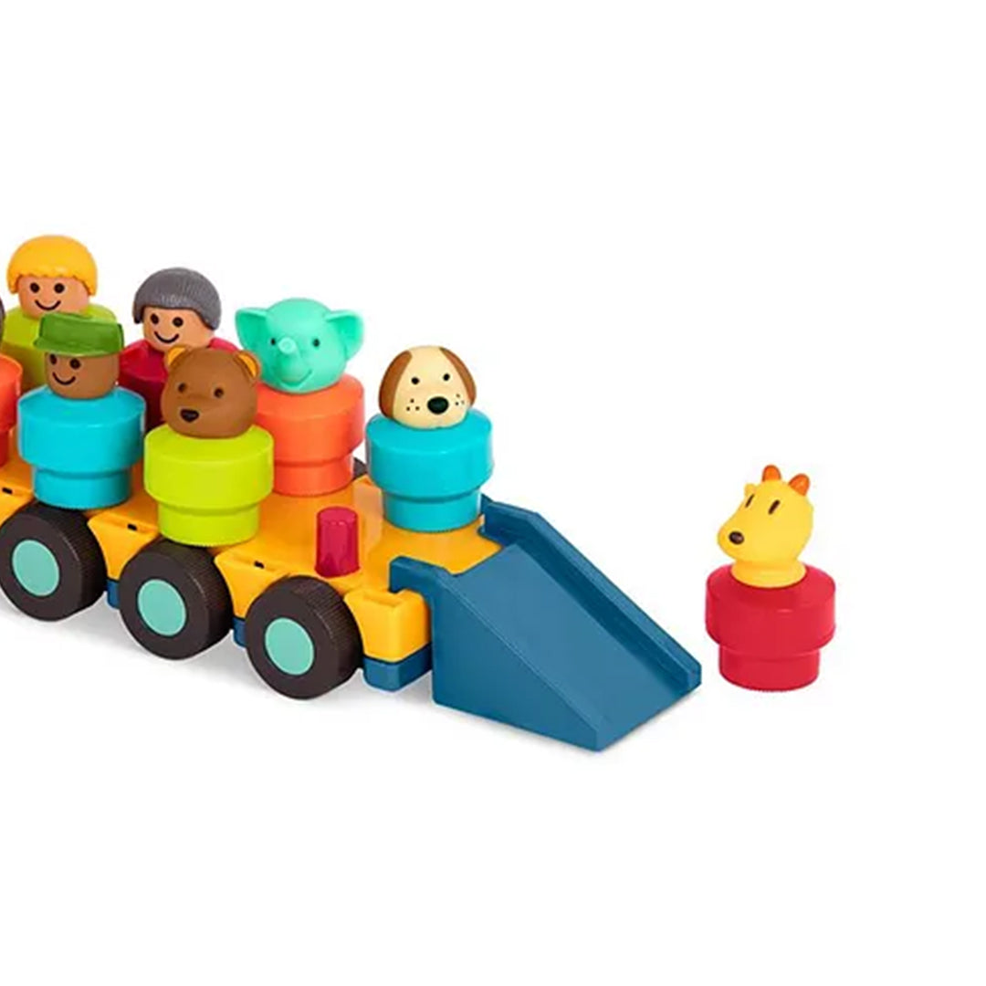 Battat Spinning Bus Toy for Toddlers -  Interactive Pull-Along Toy with Moving Parts