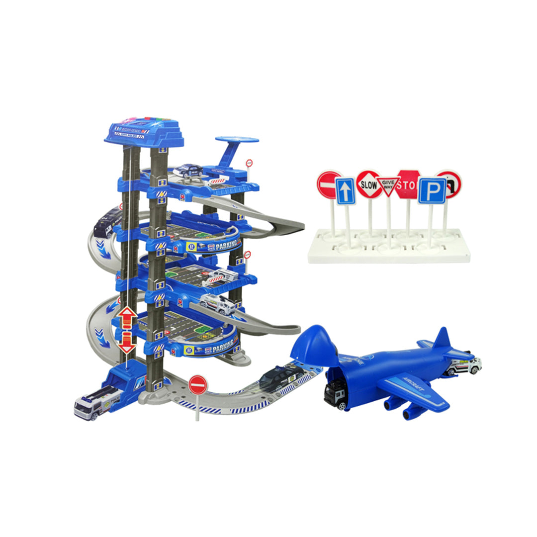 79-Piece Police Car Park Garage Playset with Electric Elevator - Toyspry