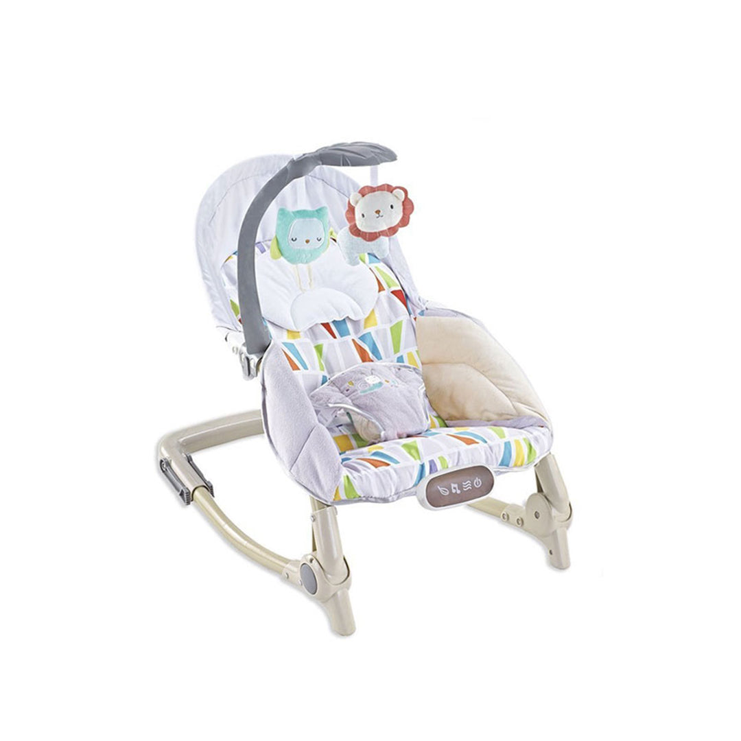 The Fitchbaby Rocker Chair, a soothing baby bouncer with a detachable toy bar, on a plain background.