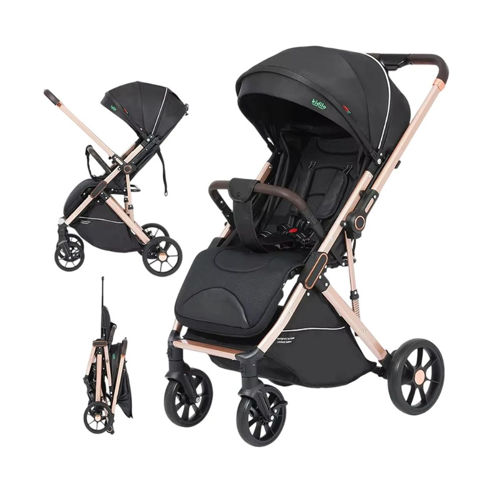 Kidilo Convertible & Foldable Baby Stroller Z8 ( Black )
