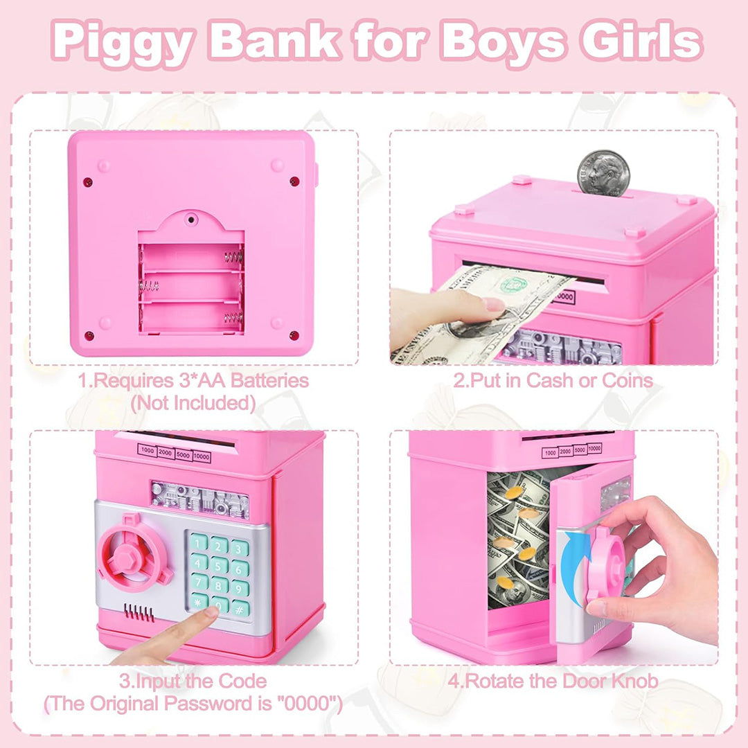 kids digital money box pink full view 