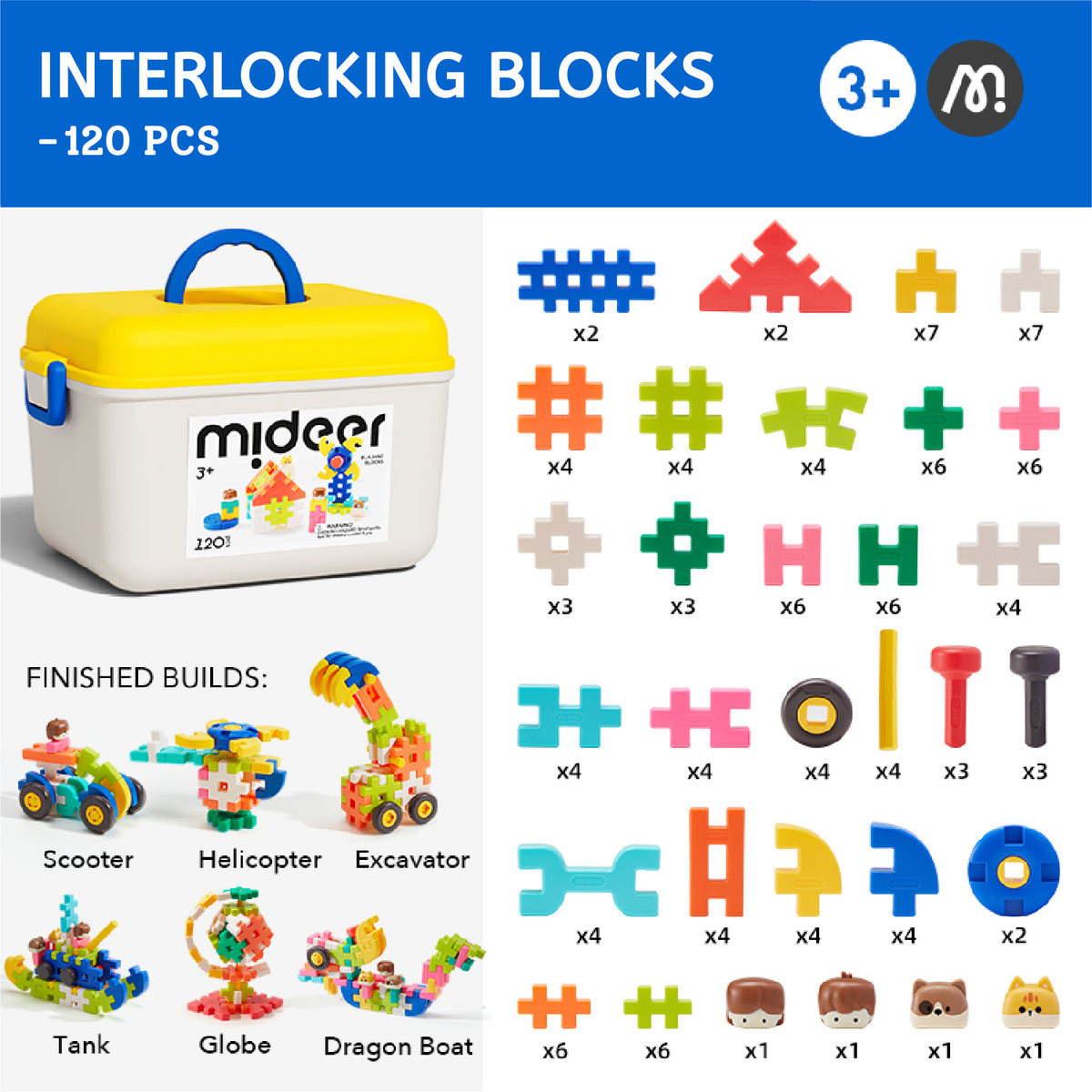 Mideer Interlocking Building Blocks - 120 Pieces