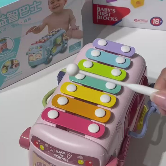3-in-1 Musical School Bus Toy | Baby Xylophone & Shape Sorter | Toyspry Dubai