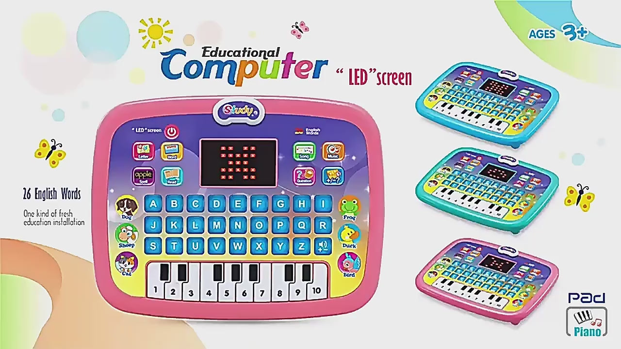 Kids Learning Pad with Interactive Questions and Piano Keyboard