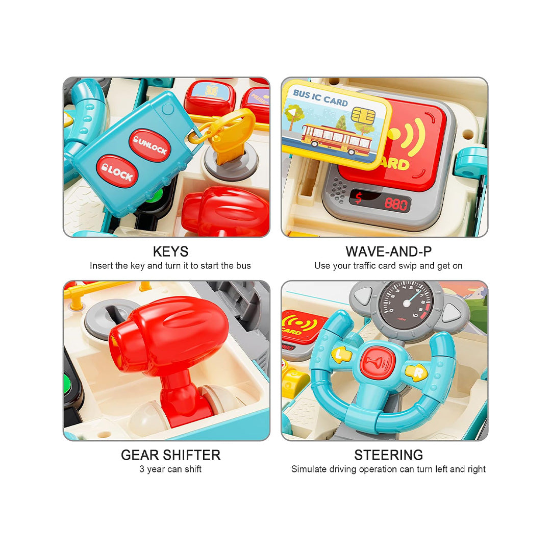 Simulation Steering Wheel Bus - Interactive Driving Toy - Toyspry