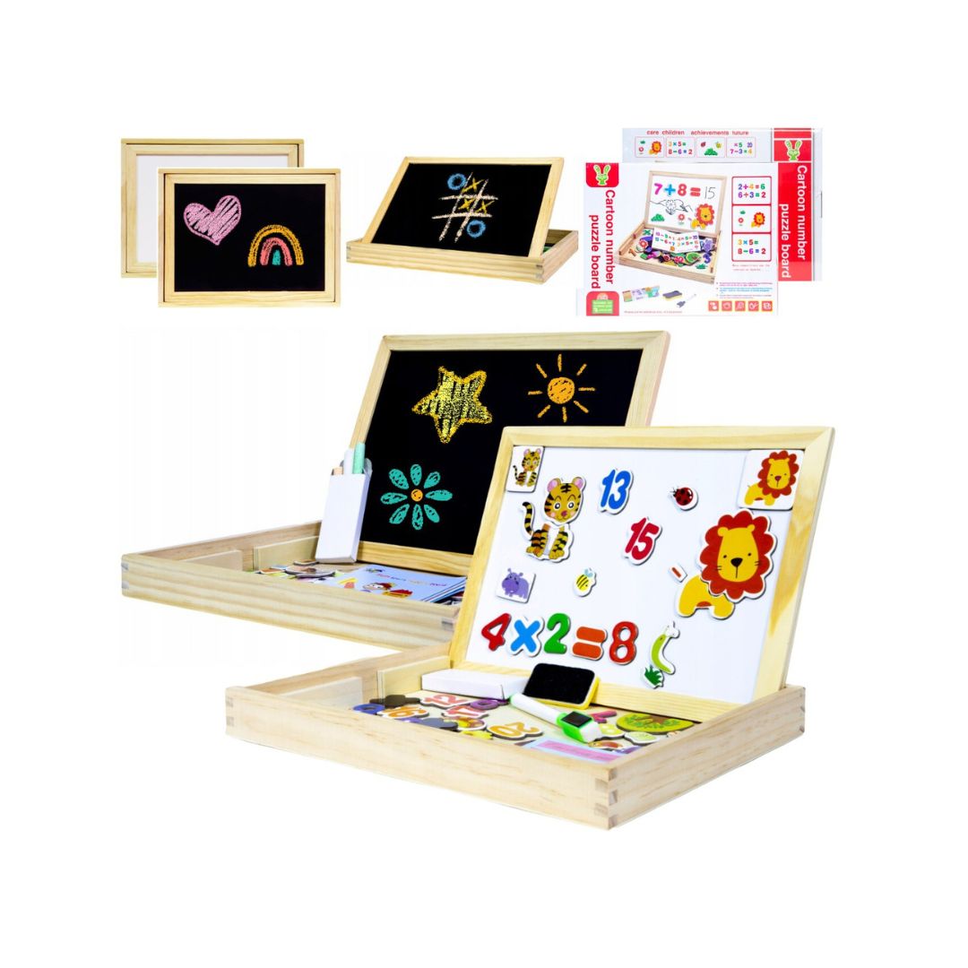 Wooden Magnetic Double-Sided Puzzle Board (3Y+)