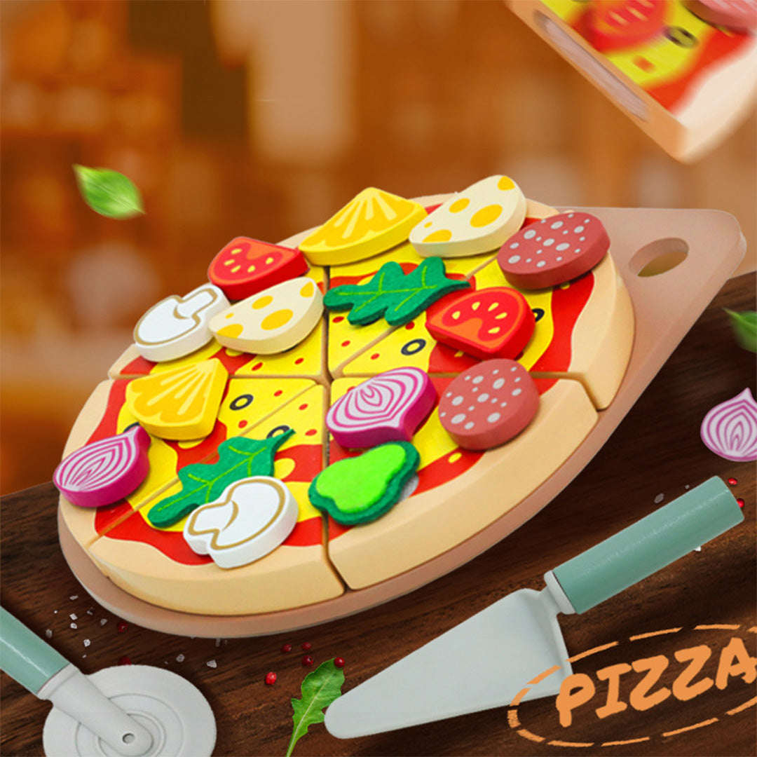 25-Piece Wooden Pizza Set - Montessori Play Food - Toyspry
